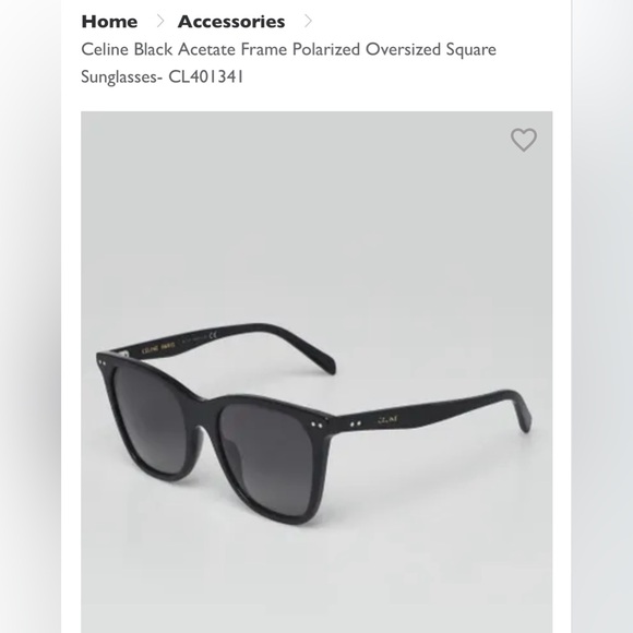 Celine Black Acetate Frame Polarized Oversized Square
Sunglasses- CL401341 - Picture 10 of 11